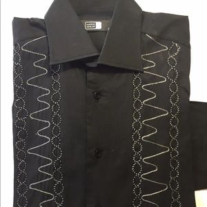 Dergi Newline Men’s Dress Shirt Long Sleeve Black Embroidered S